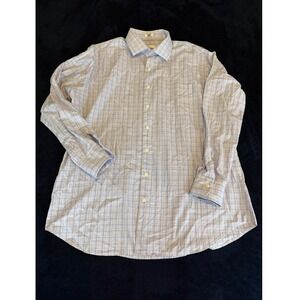 Peter Millar Mens XL Button Down Shirt Blue Plaid Long Sleeve 100% Cotton XL